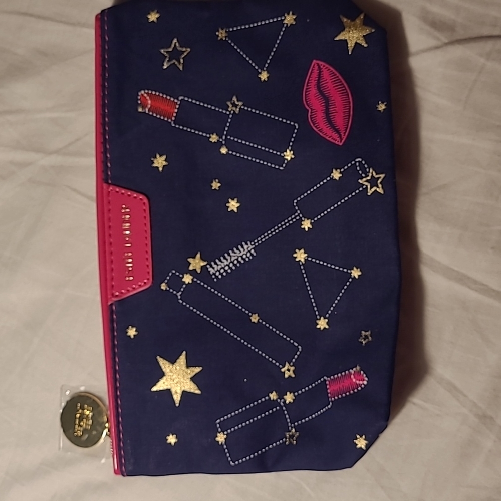 NEW! Estee Lauder bright sparkly lipstick constellation makeup cosmetic bag